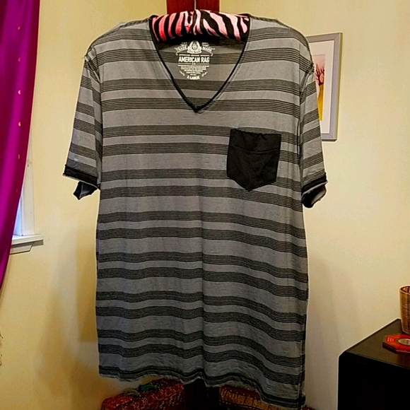 Striped Charcoal and Black T Shirt - Picture 1 of 6